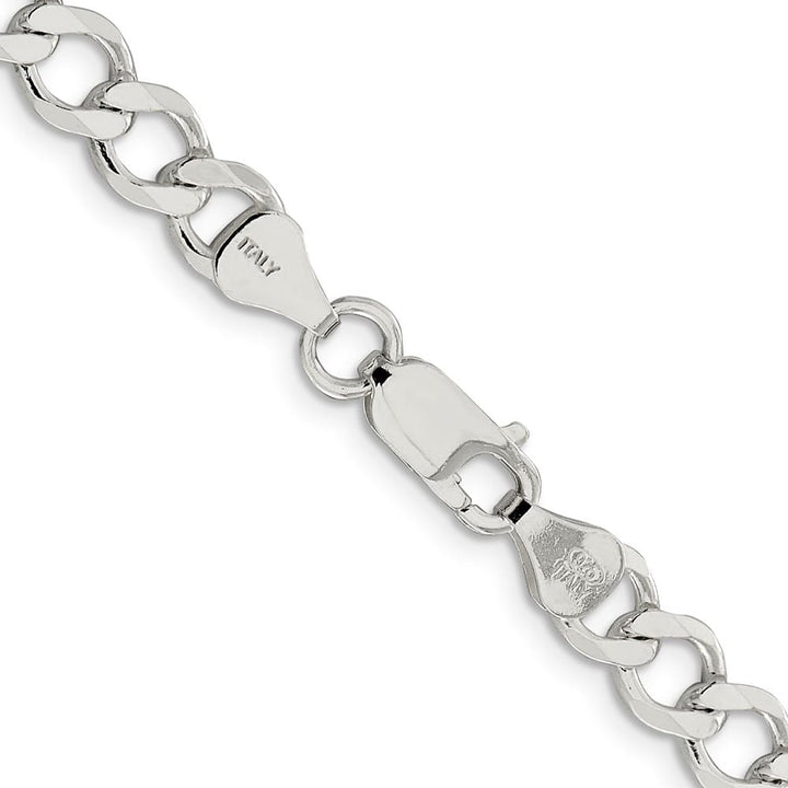 Sterling Silver 6.7mm Semi-solid Flat Curb Chain
