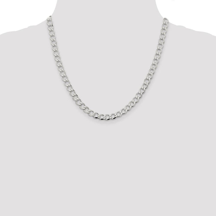 Sterling Silver 6.7mm Semi-solid Flat Curb Chain Size 20