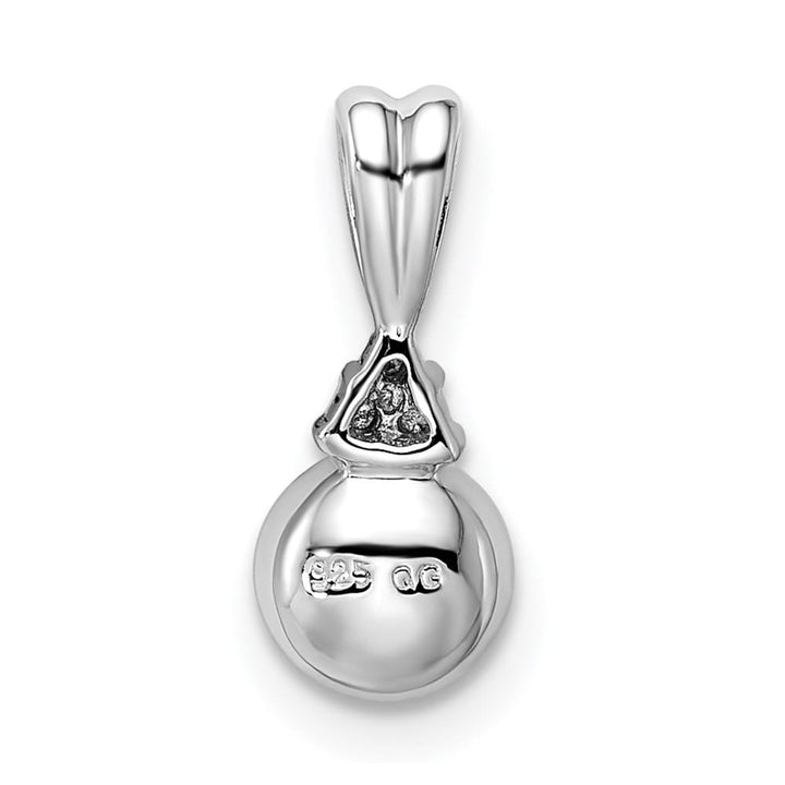 Sterling Silver 6-7mm White Cultured Pearl and Diamond Pendant (14 mm)