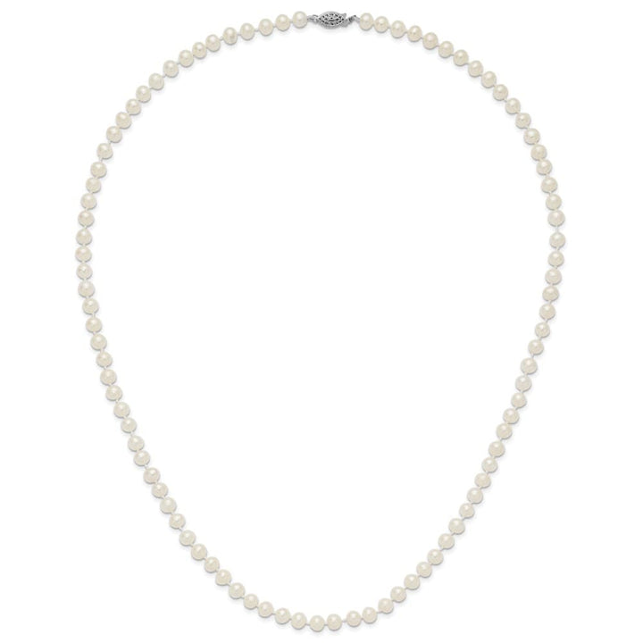Sterling Silver 6-7mm White Near-Round Cultured Pearl 24 inch Necklace