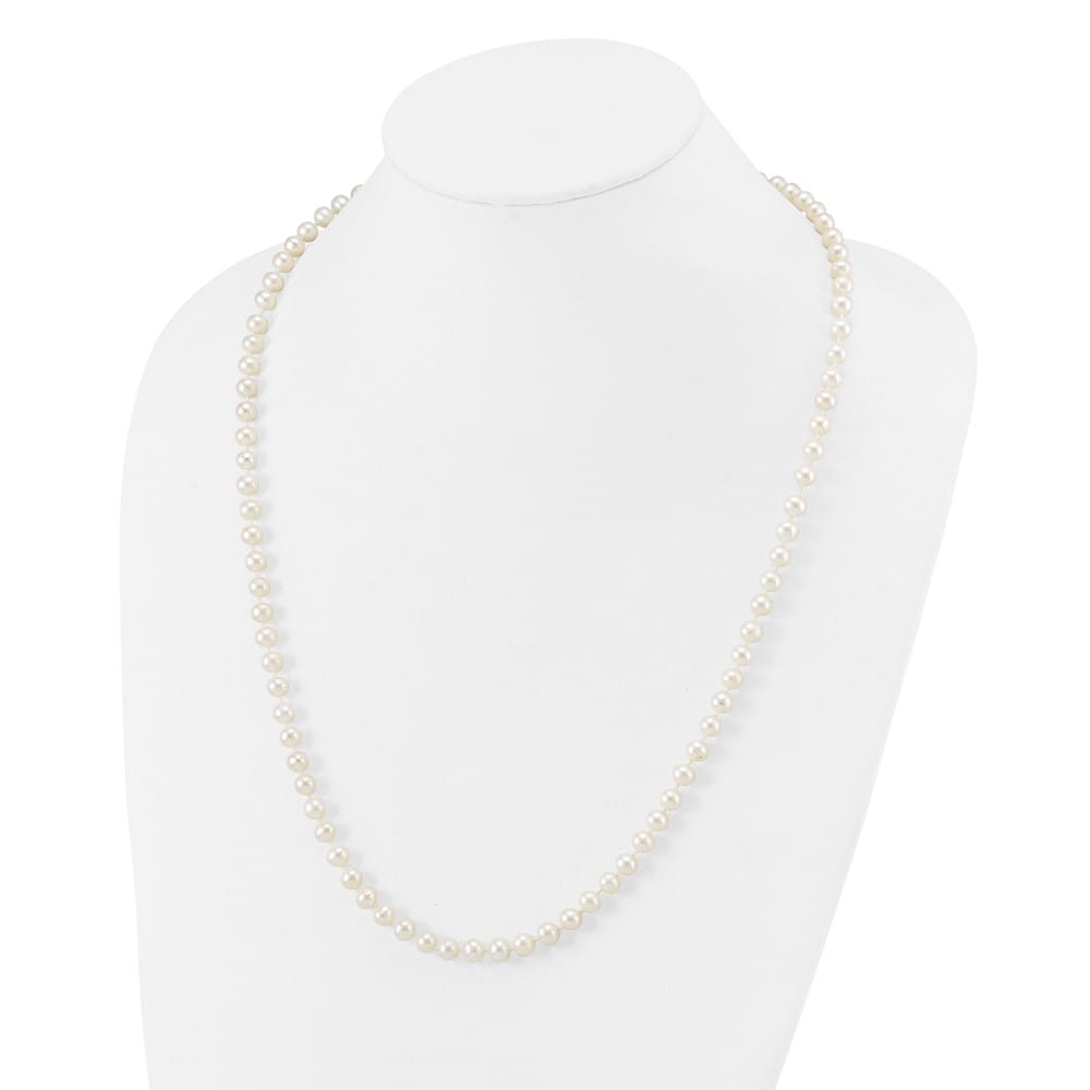 Sterling Silver 6-7mm White Near-Round Cultured Pearl 24 inch Necklace
