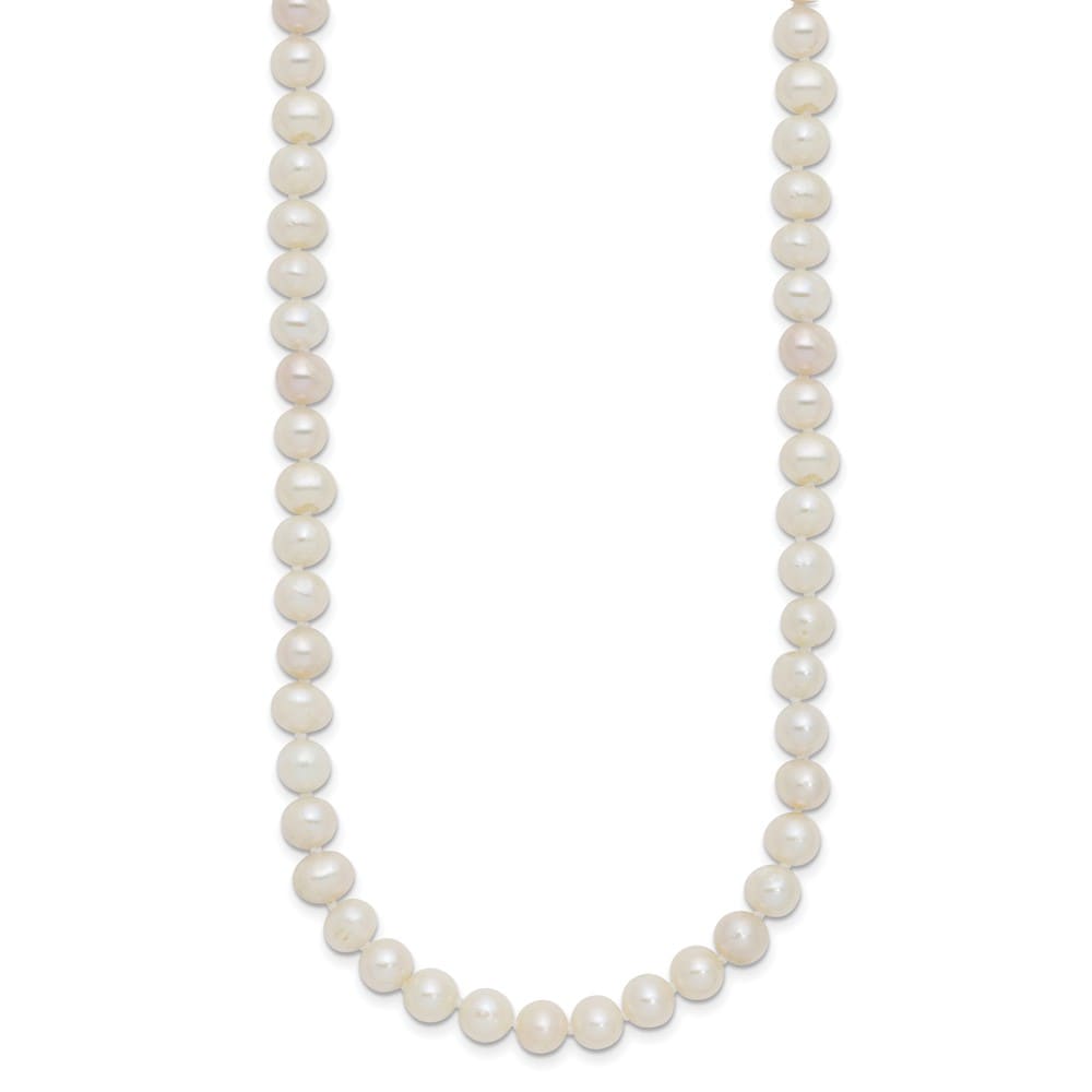 Sterling Silver 6-7mm White Near-Round Cultured Pearl 24 inch Necklace