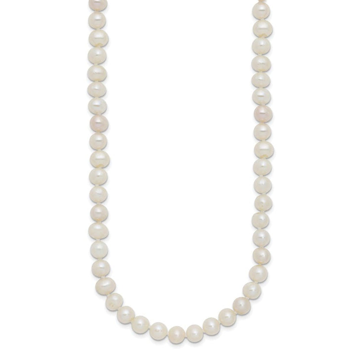 Sterling Silver 6-7mm White Near-Round Cultured Pearl 24 inch Necklace