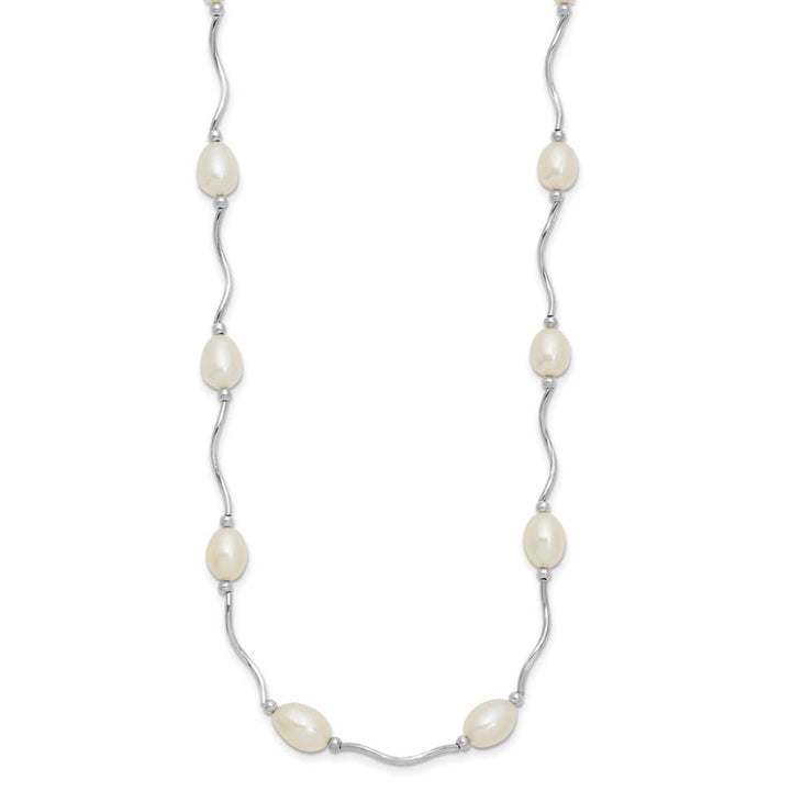 Sterling Silver 6-7mm White Rice Cultured Pearl 18 inch Necklace