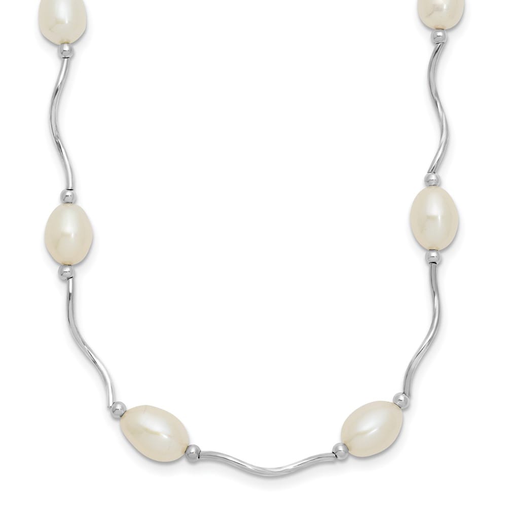 Sterling Silver 6-7mm White Rice Cultured Pearl 18 inch Necklace