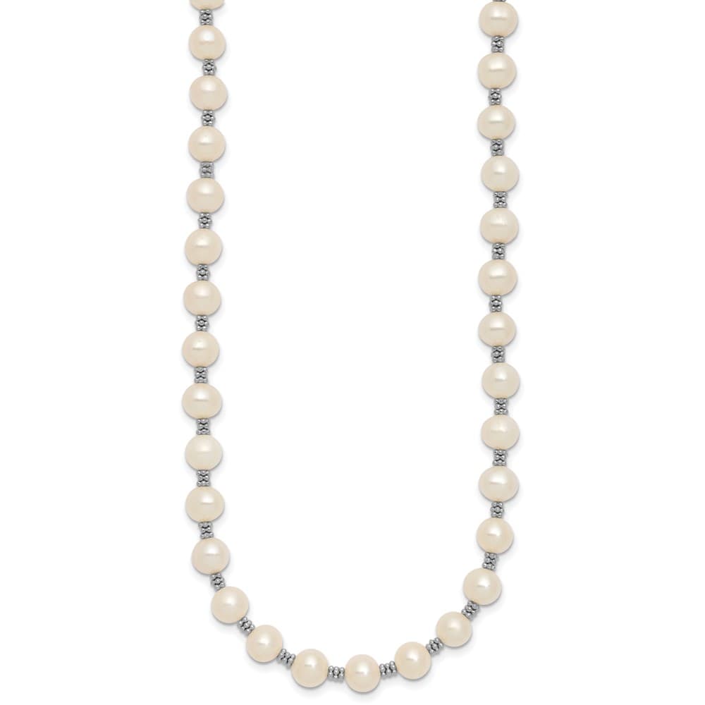 Sterling Silver 6-7mm White Round Cultured Pearl 16 inch Necklace