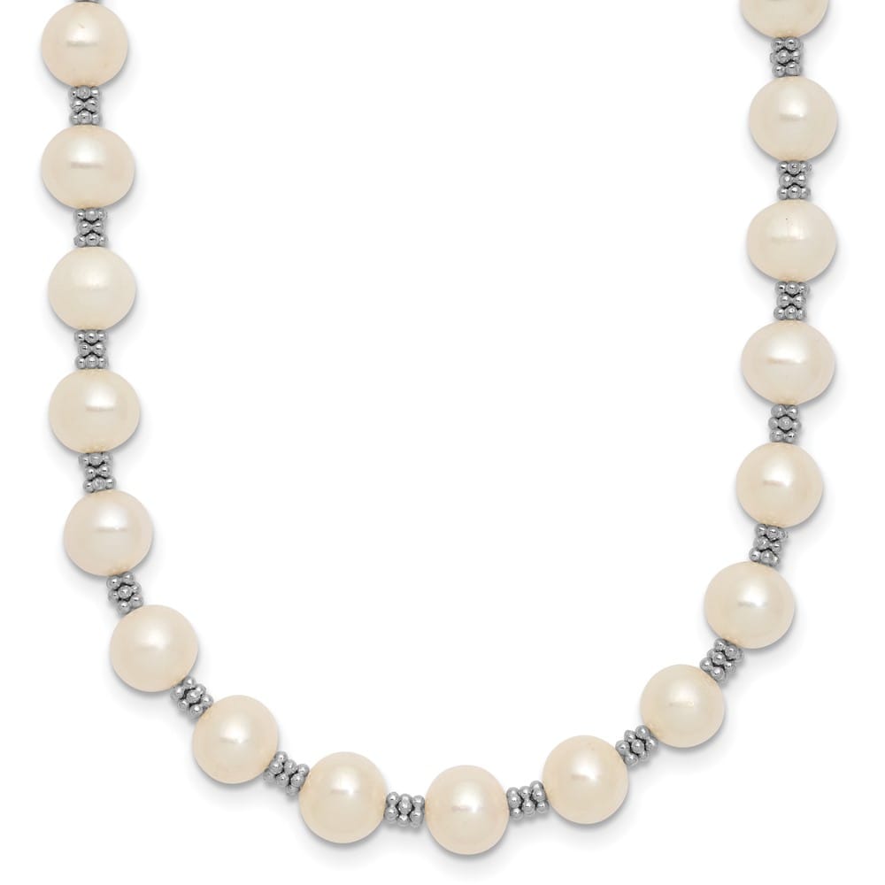 Sterling Silver 6-7mm White Round Cultured Pearl 16 inch Necklace