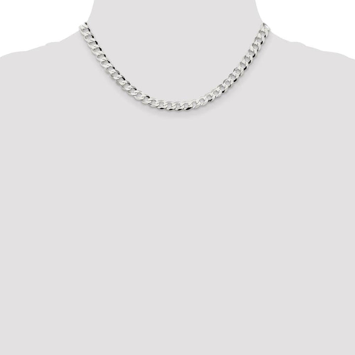Sterling Silver 6.8mm Flat Curb Chain Size 16