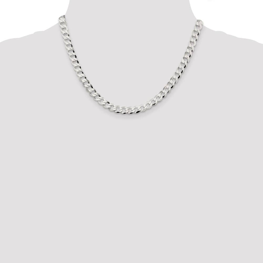 Sterling Silver 6.8mm Flat Curb Chain Size 18