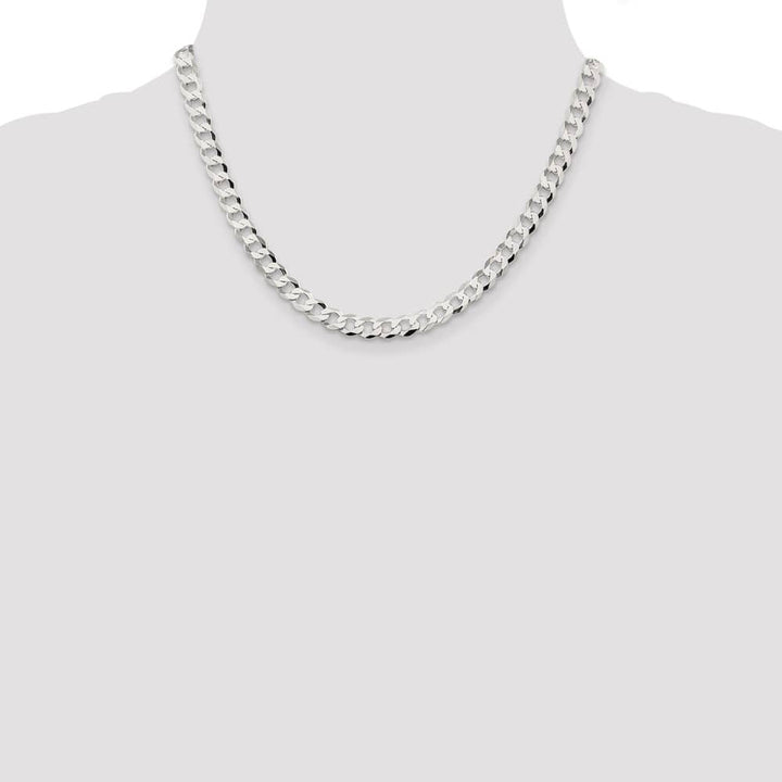 Sterling Silver 6.8mm Flat Curb Chain Size 18