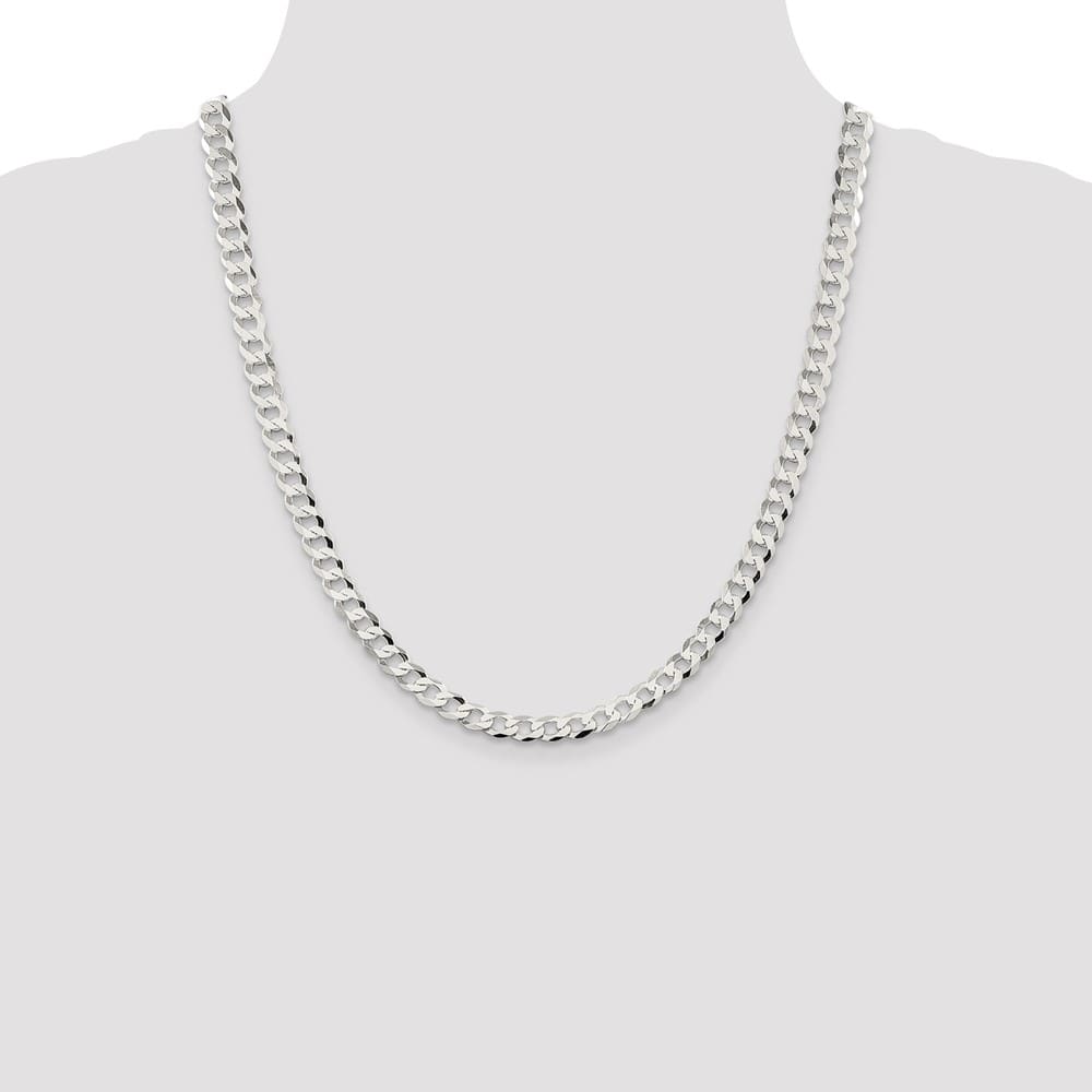 Sterling Silver 6.8mm Flat Curb Chain Size 22