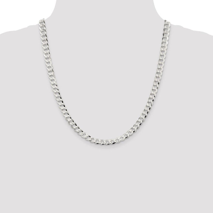 Sterling Silver 6.8mm Flat Curb Chain Size 22