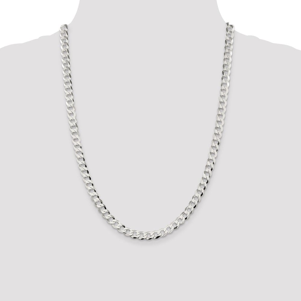 Sterling Silver 6.8mm Flat Curb Chain Size 24