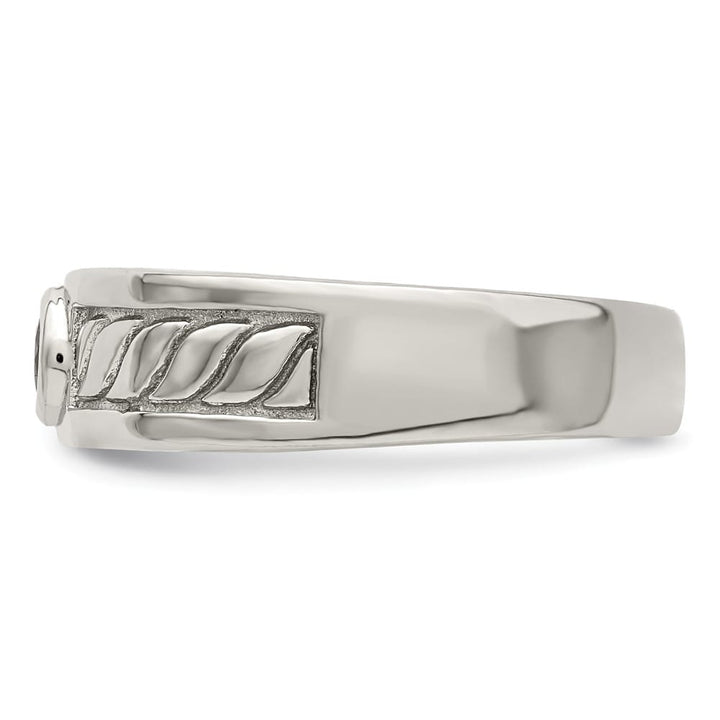 Sterling Silver 6.95 mm Blue Sapphire Men's Ring