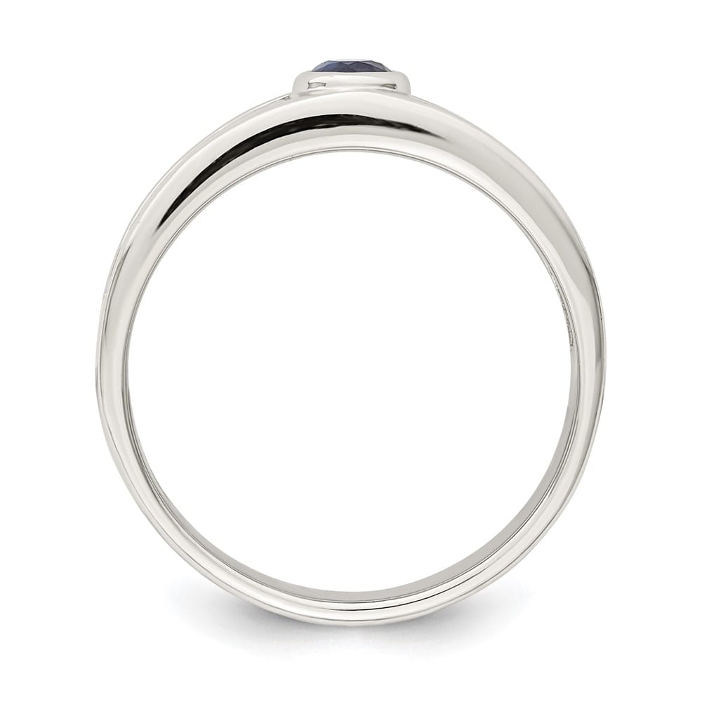 Sterling Silver 6.95 mm Blue Sapphire Men's Ring