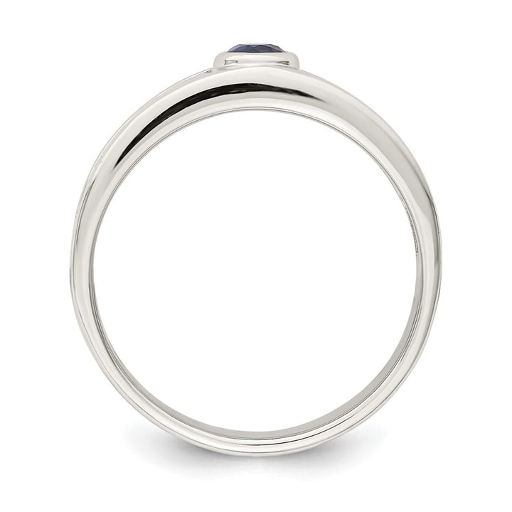 Sterling Silver 6.95 mm Blue Sapphire Men's Ring