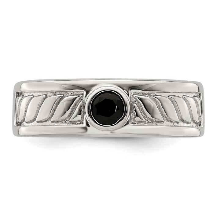 Sterling Silver 6.95 mm Onyx Men's Ring