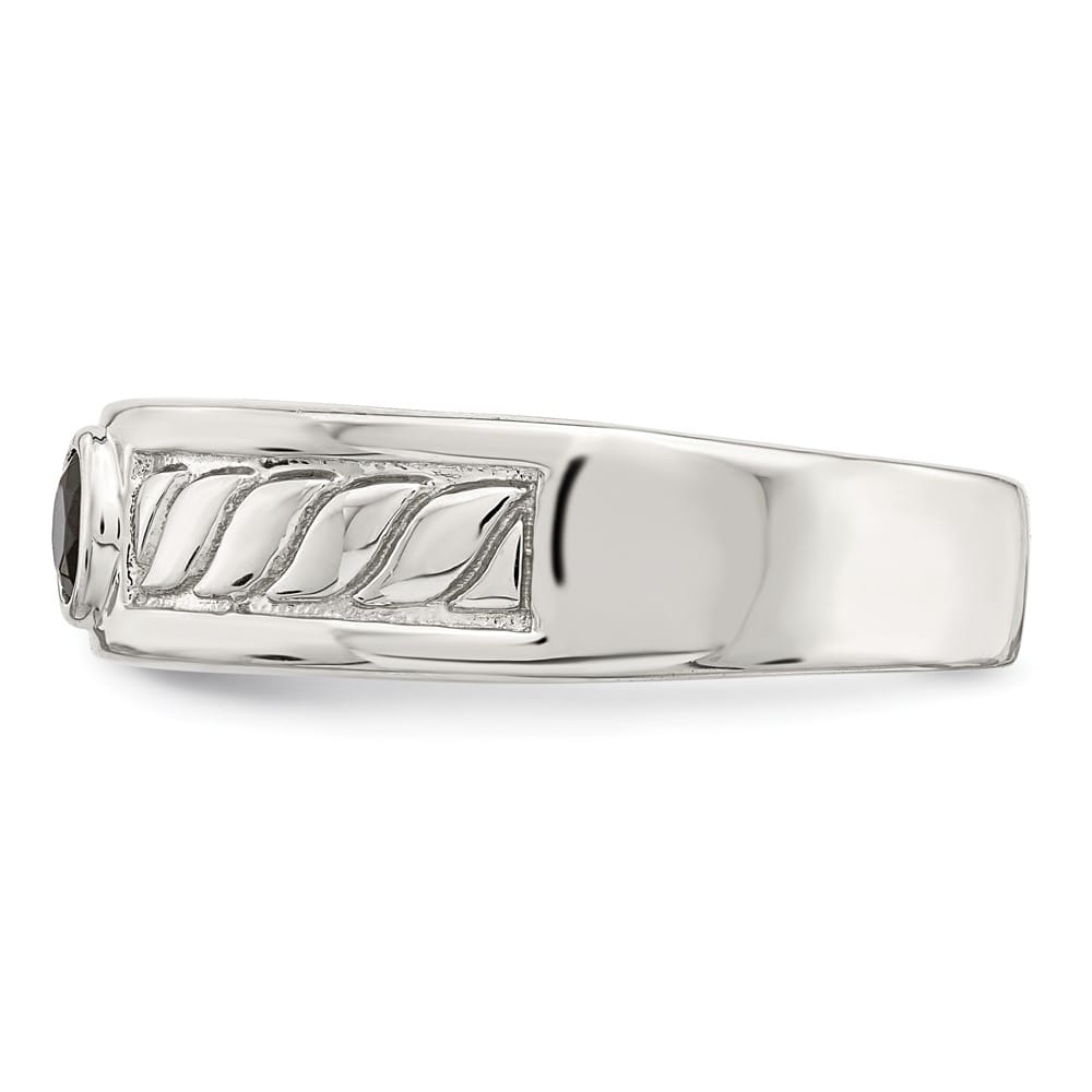 Sterling Silver 6.95 mm Onyx Men's Ring