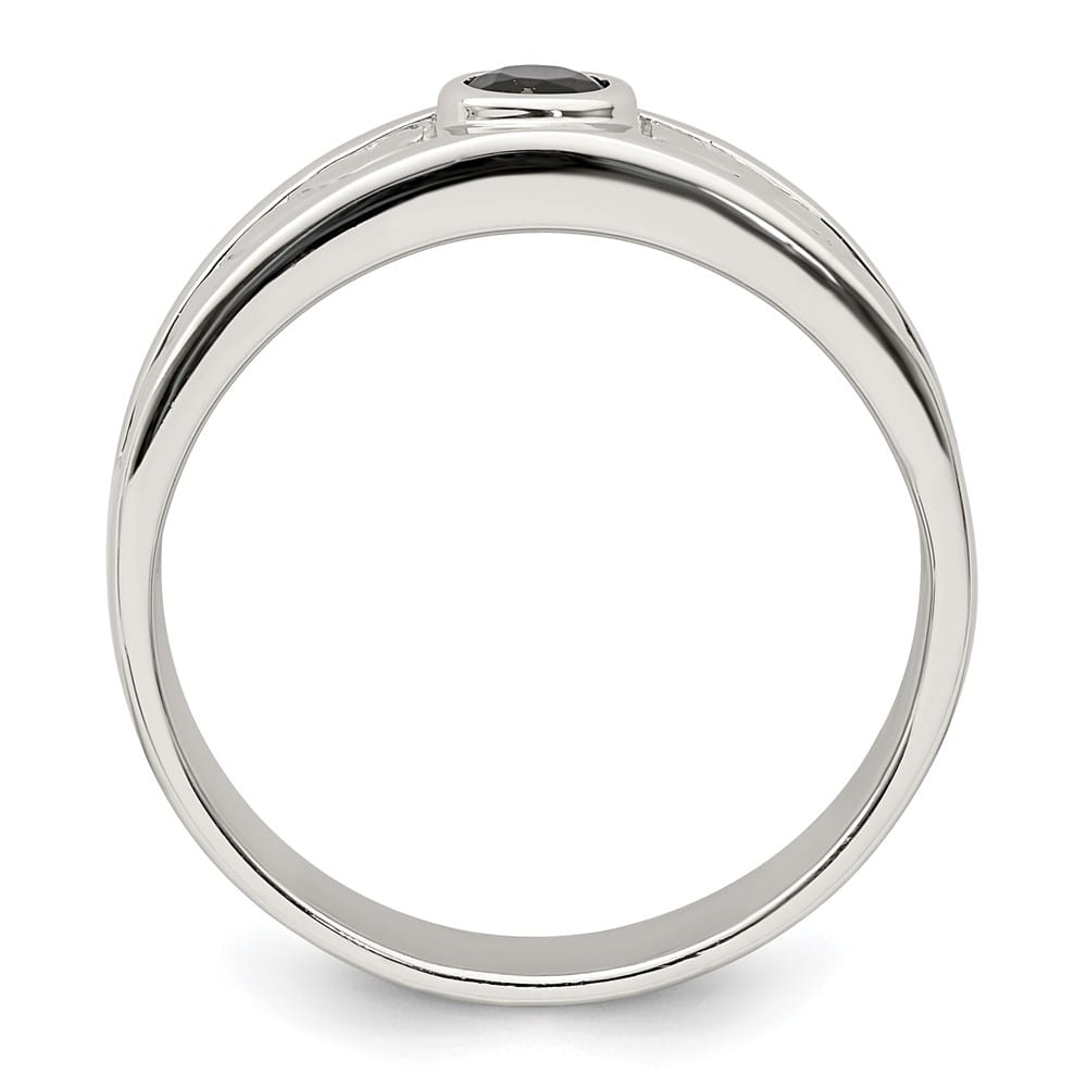 Sterling Silver 6.95 mm Onyx Men's Ring