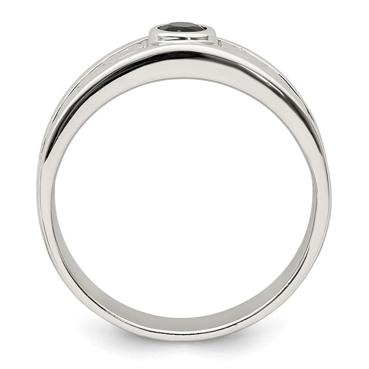 Sterling Silver 6.95 mm Onyx Men's Ring