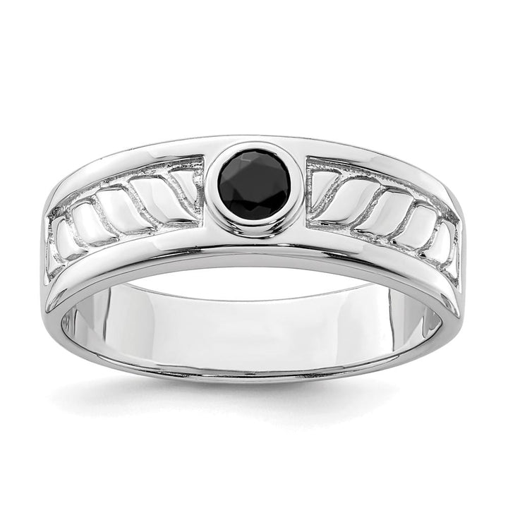 Sterling Silver 6.95 mm Onyx Men's Ring