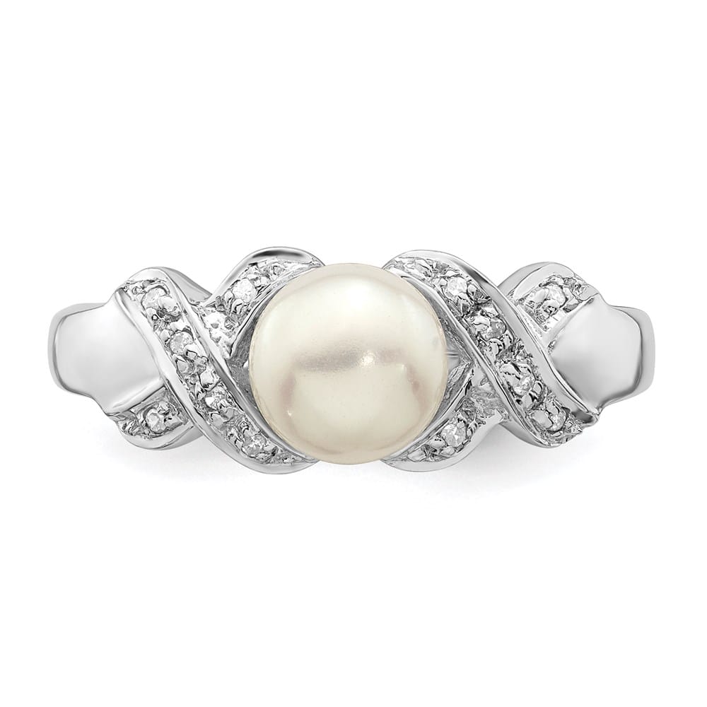 Sterling Silver 6 mm Freshwater Cultured Button Pearl Ring Size 6