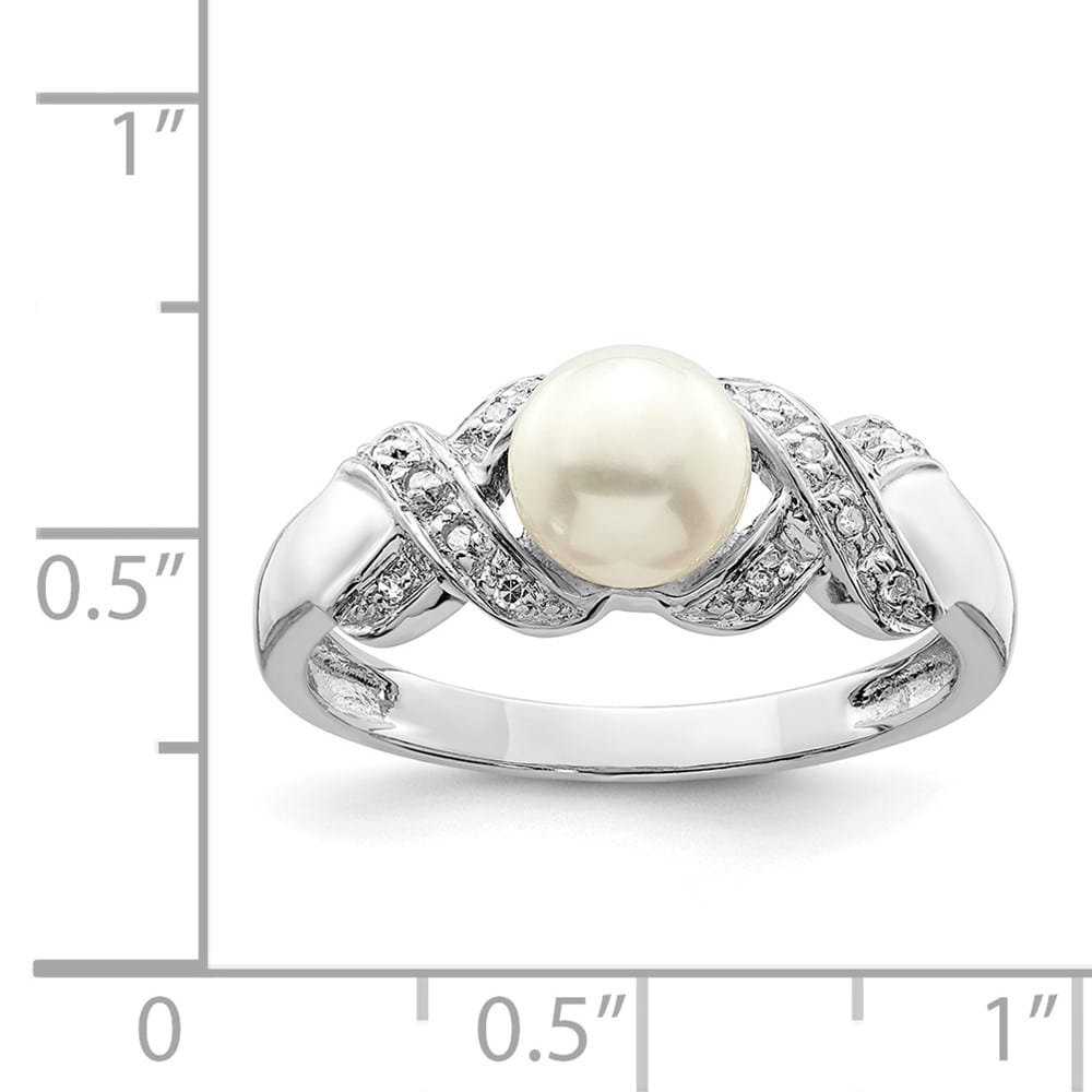 Sterling Silver 6 mm Freshwater Cultured Button Pearl Ring Size 6