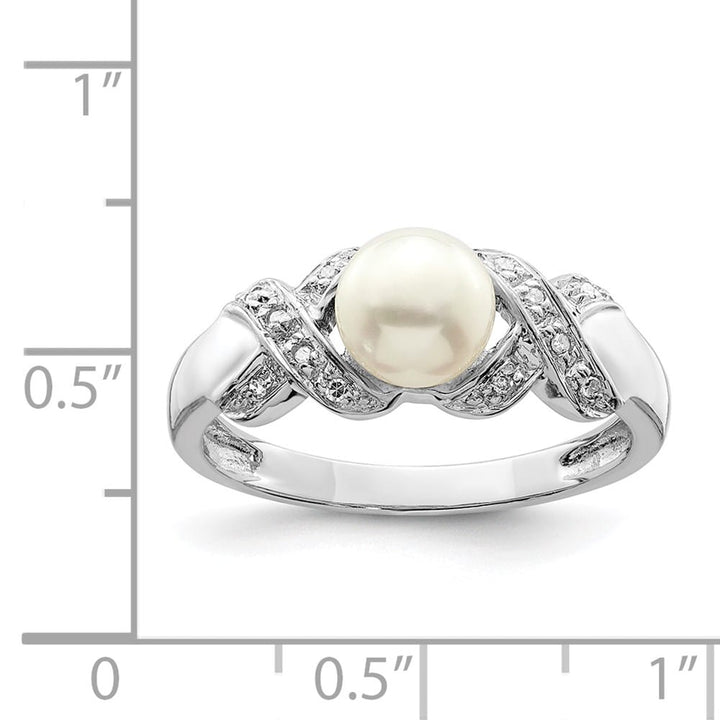 Sterling Silver 6 mm Freshwater Cultured Button Pearl Ring Size 6