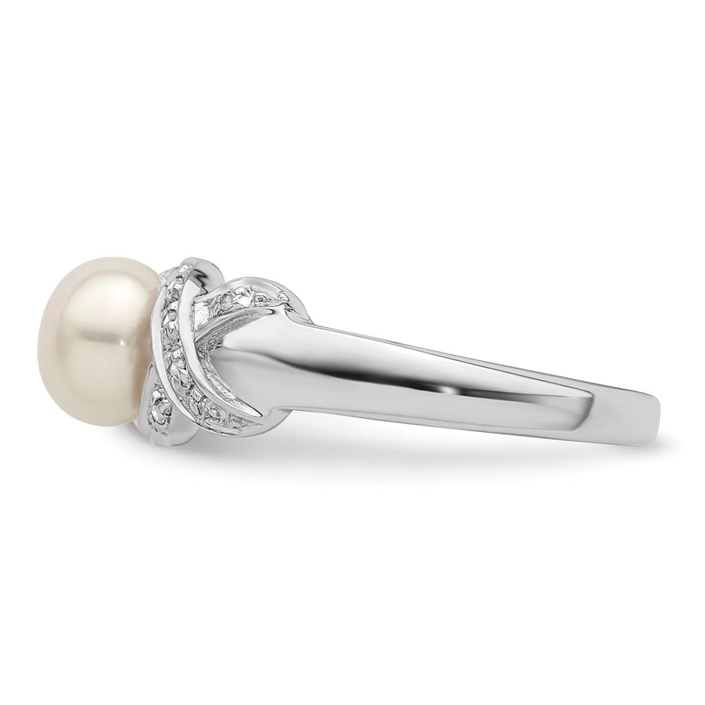 Sterling Silver 6 mm Freshwater Cultured Button Pearl Ring Size 6