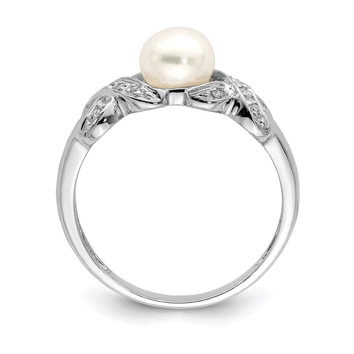 Sterling Silver 6 mm Freshwater Cultured Button Pearl Ring Size 6