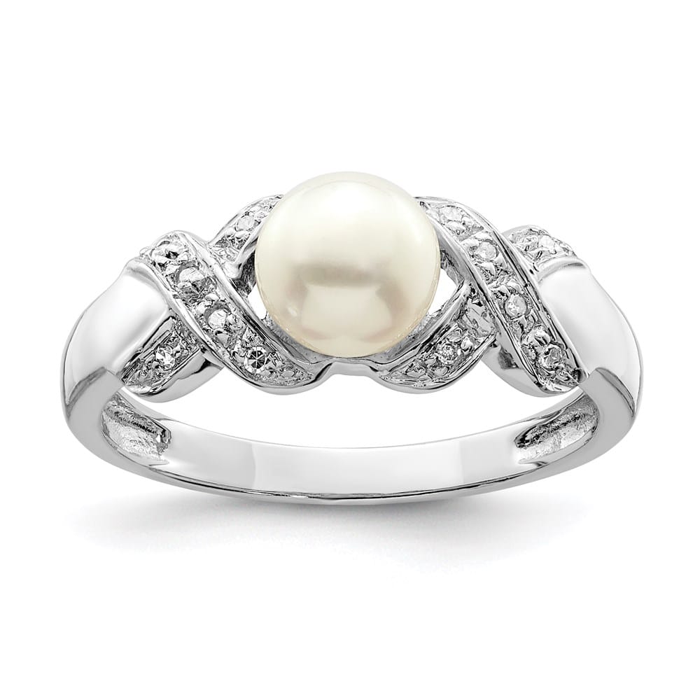 Sterling Silver 6 mm Freshwater Cultured Button Pearl Ring Size 6