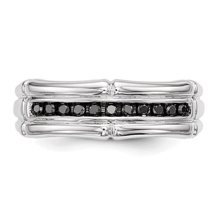 Sterling Silver 6 mm White Night Black Diamond Men's Ring