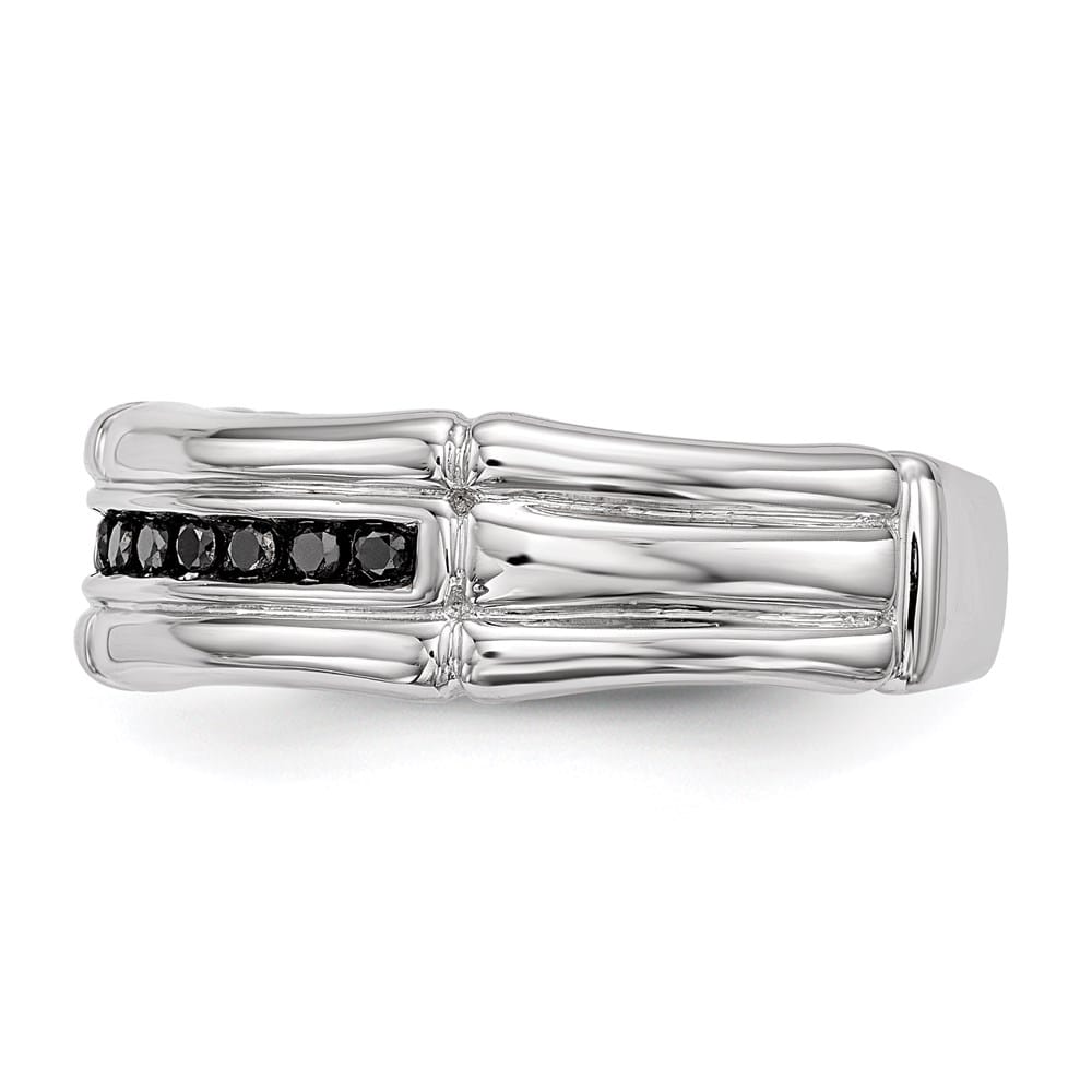 Sterling Silver 6 mm White Night Black Diamond Men's Ring