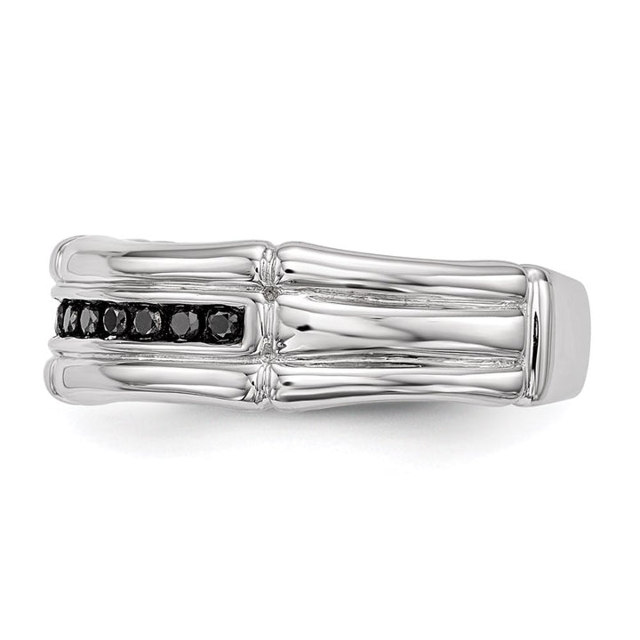 Sterling Silver 6 mm White Night Black Diamond Men's Ring