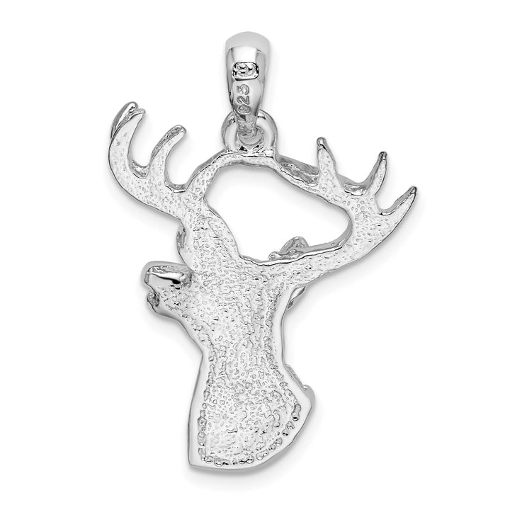 Sterling Silver 6-point Buck Deer Head Profile Pendant