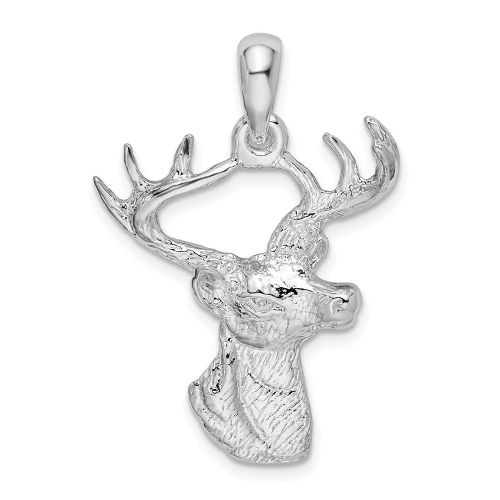 Sterling Silver 6-point Buck Deer Head Profile Pendant