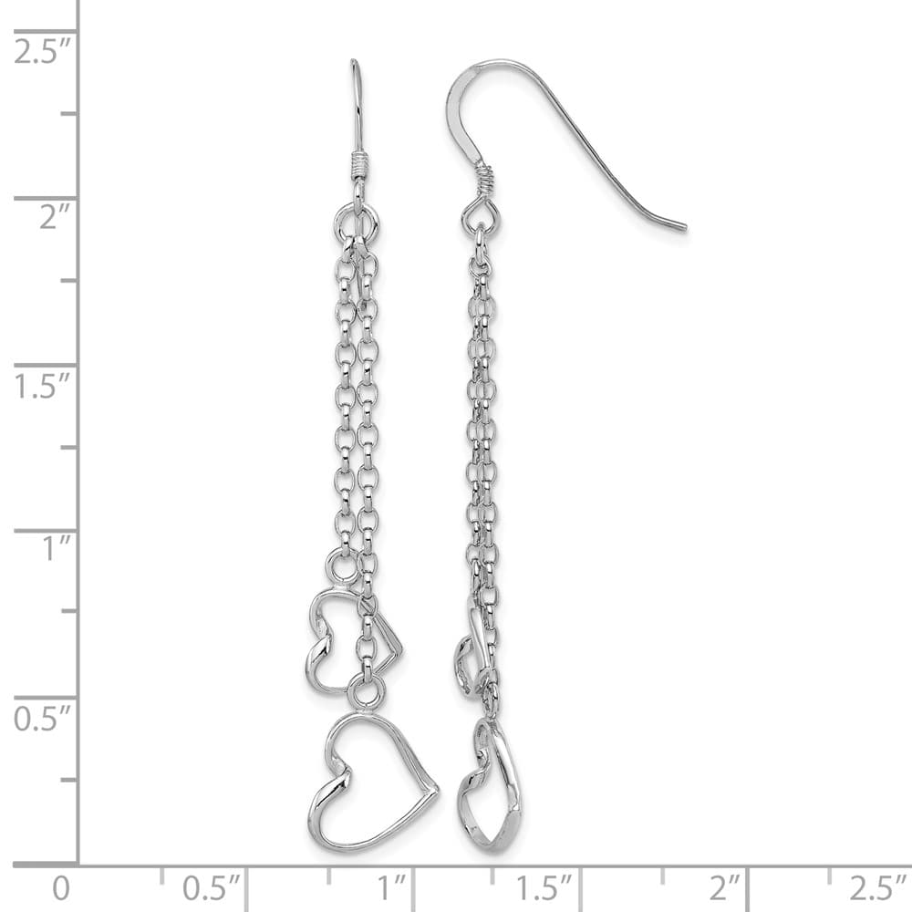 Sterling Silver 60mm Heart Dangle Shepherd Hook Earrings
