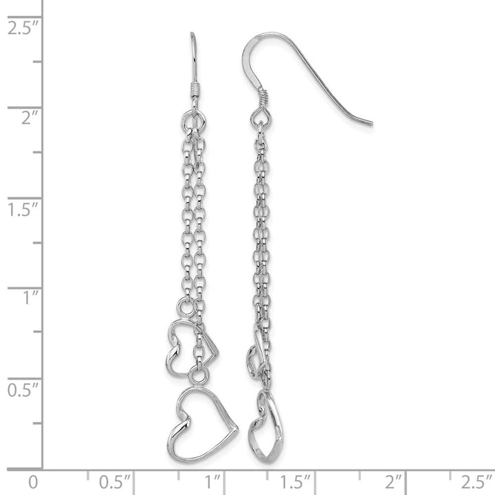Sterling Silver 60mm Heart Dangle Shepherd Hook Earrings