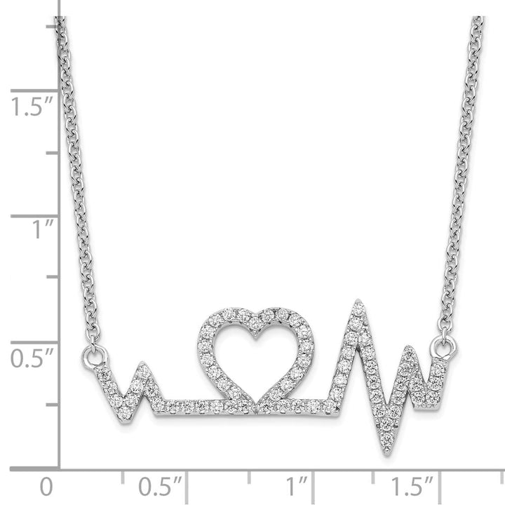Sterling Silver 64 Stone Micro Pavé CZ Heart 15.75 inch Necklace