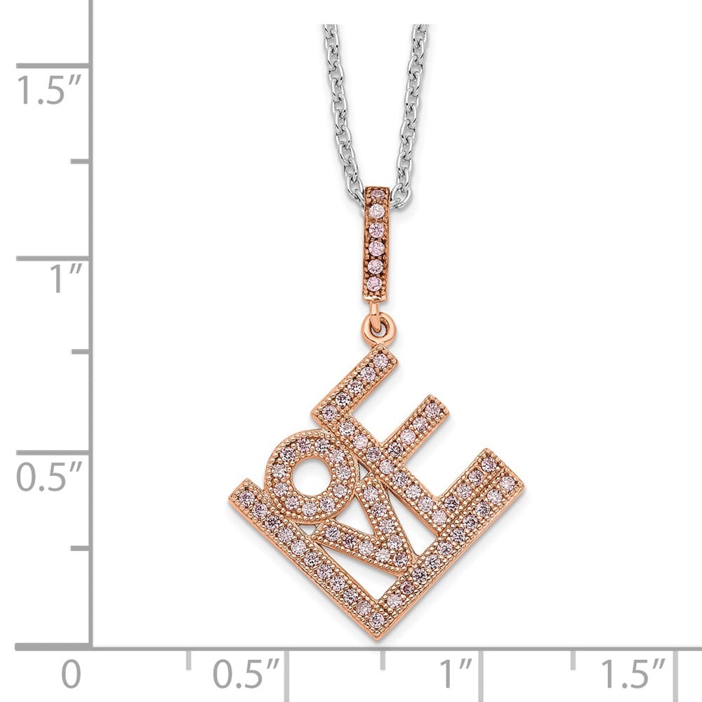Sterling Silver 68 Stone Micro Pavé CZ LOVE 18 inch Necklace