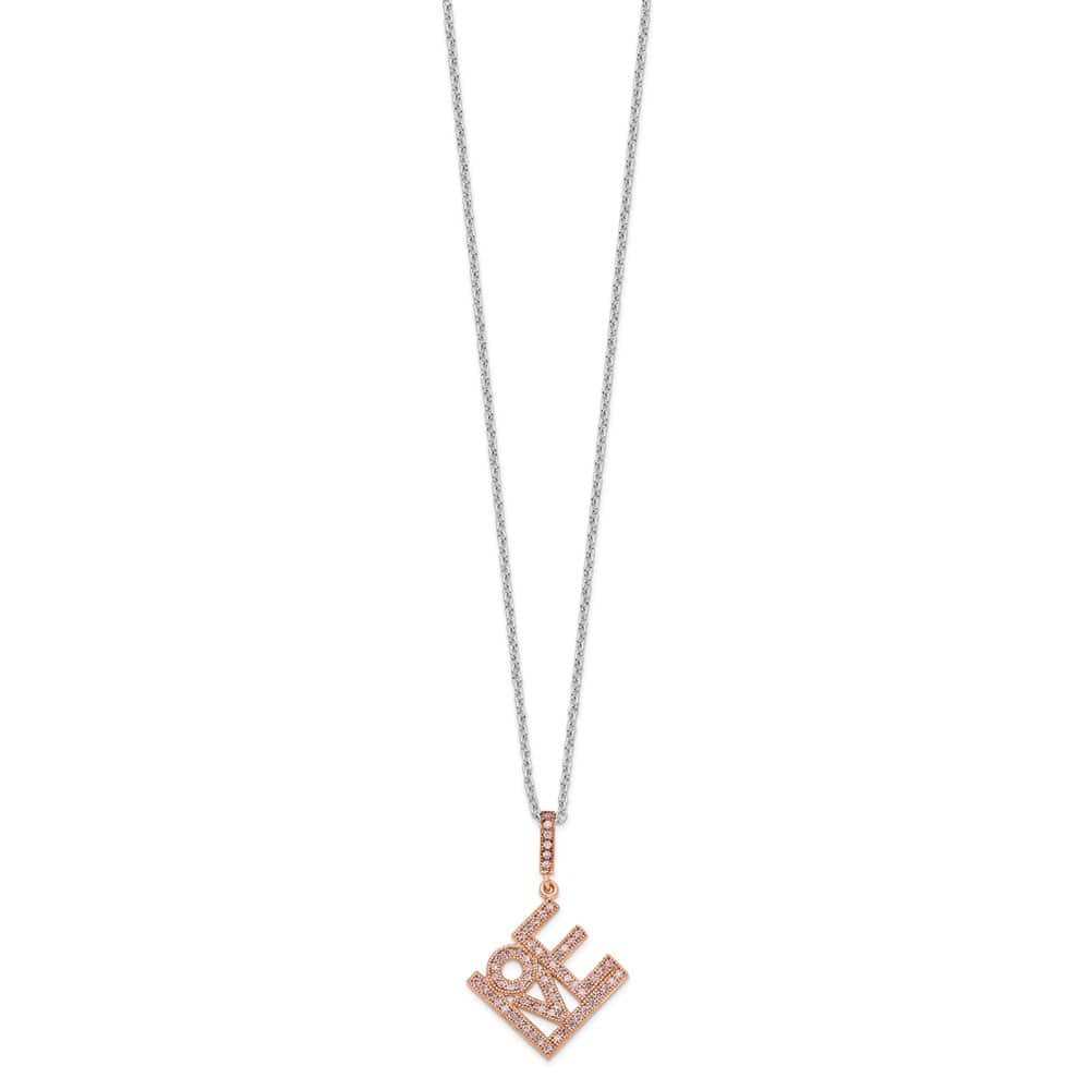 Sterling Silver 68 Stone Micro Pavé CZ LOVE 18 inch Necklace