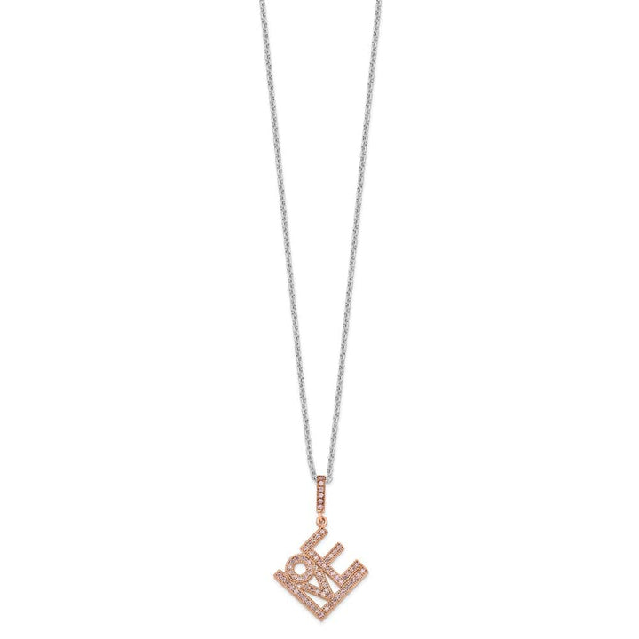 Sterling Silver 68 Stone Micro Pavé CZ LOVE 18 inch Necklace