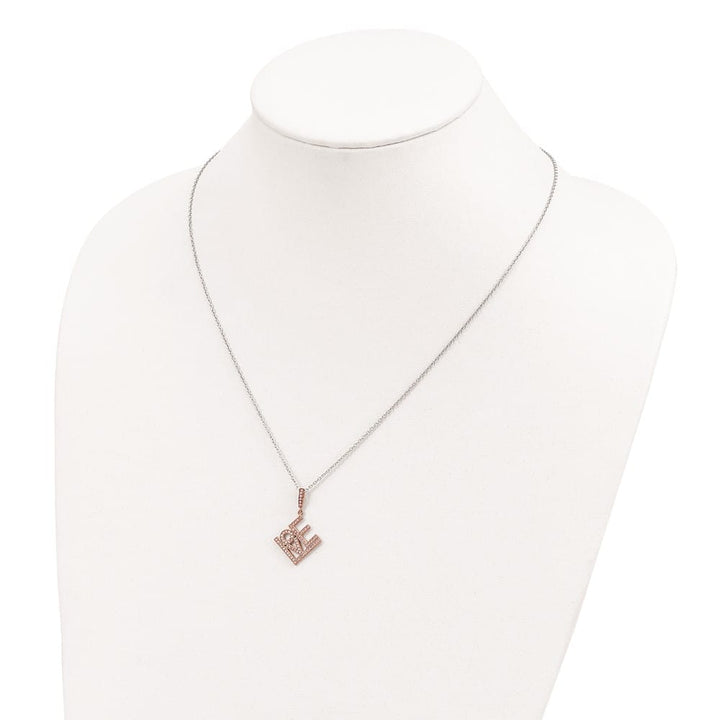 Sterling Silver 68 Stone Micro Pavé CZ LOVE 18 inch Necklace