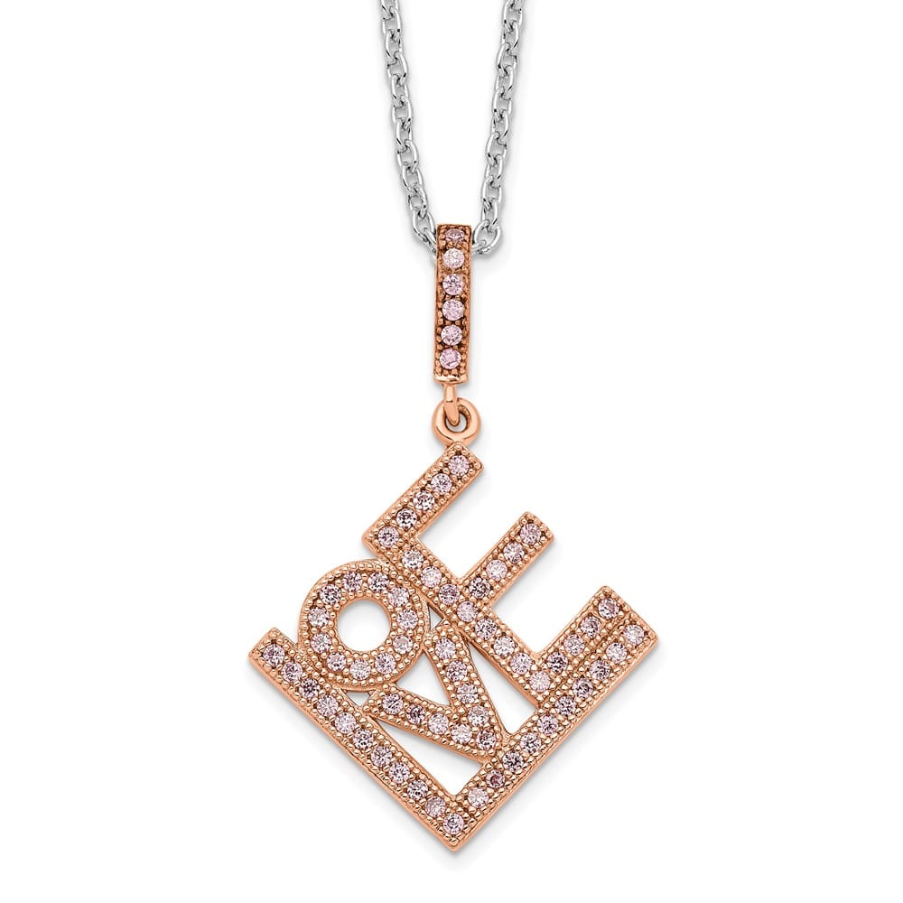 Sterling Silver 68 Stone Micro Pavé CZ LOVE 18 inch Necklace