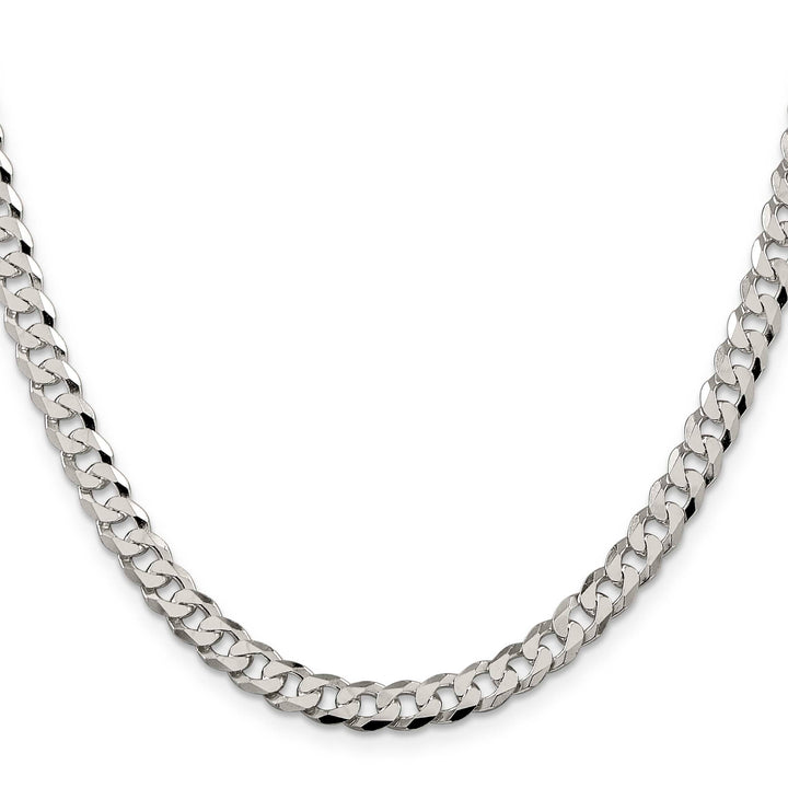 Sterling Silver 6mm Beveled Curb Chain 26 Inch