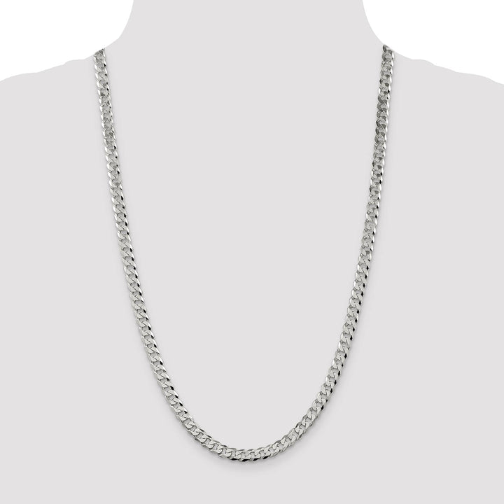 Sterling Silver 6mm Beveled Curb Chain 26 Inch