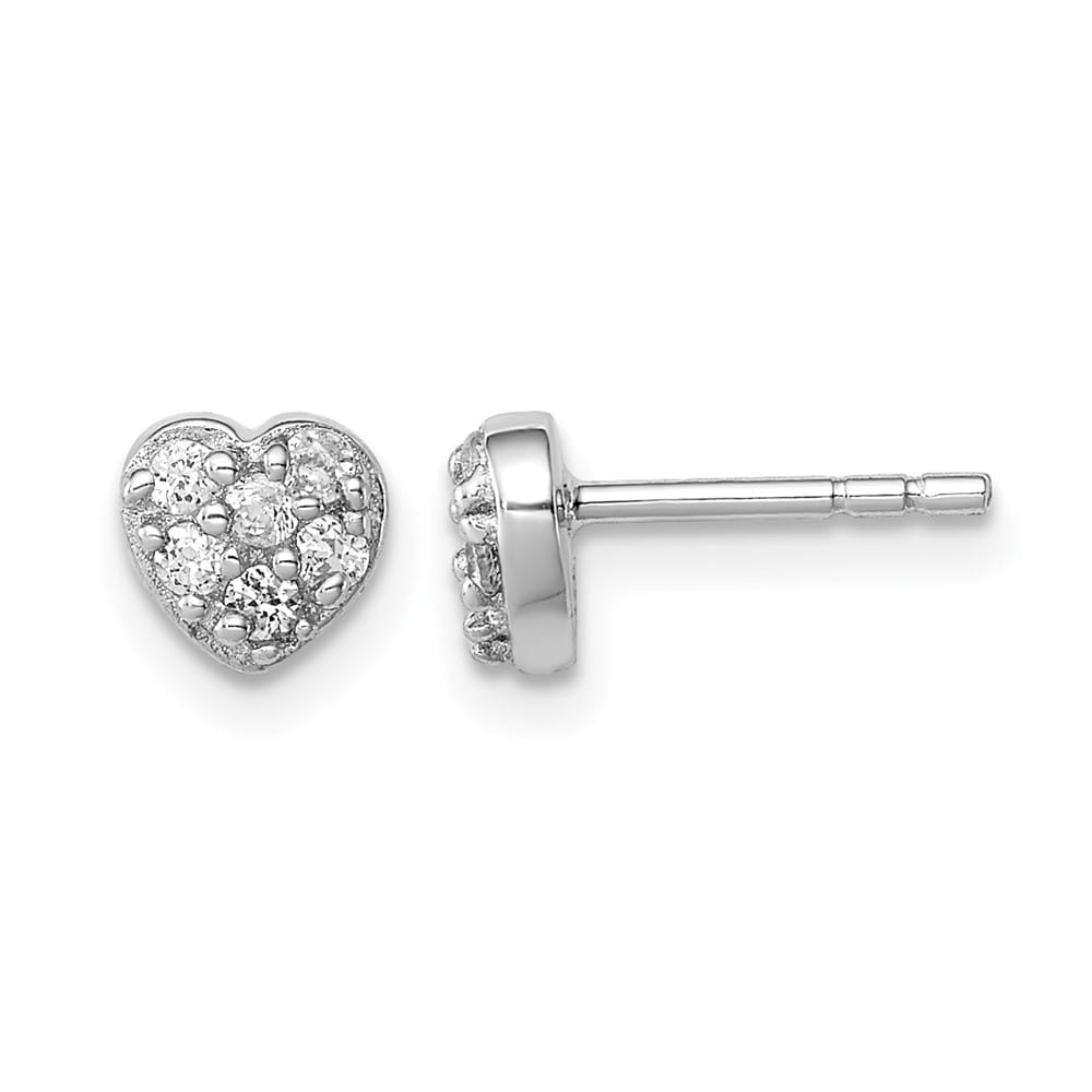 Sterling Silver 6mm CZ Heart Post Earrings
