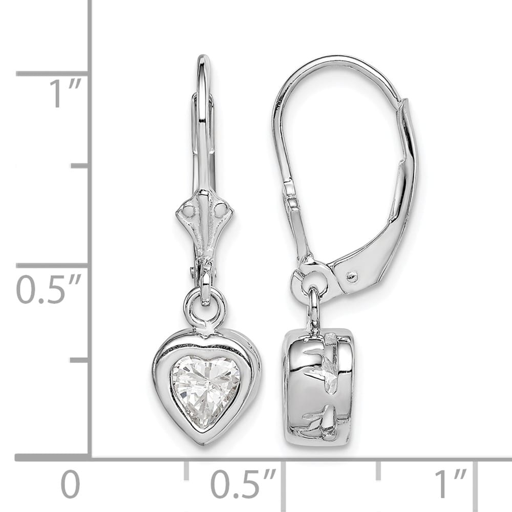 Sterling Silver 6mm Heart Leverback Earrings, view 12 of 16