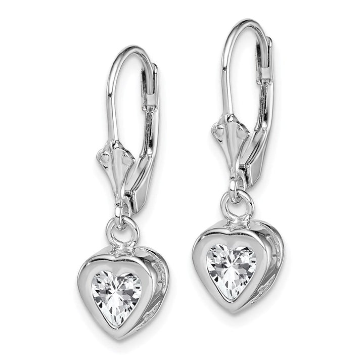 Sterling Silver 6mm Heart Leverback Earrings, view 10 of 16
