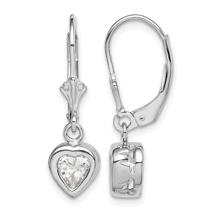 Sterling Silver 6mm Heart Leverback Earrings, view 9 of 16